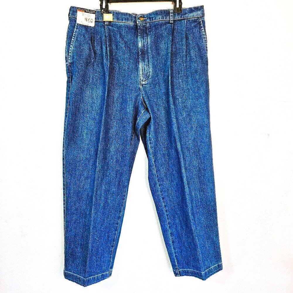 Roundtree & Yorke Jeans 42 X 29 blue Denim Classic  Single Pleat Front